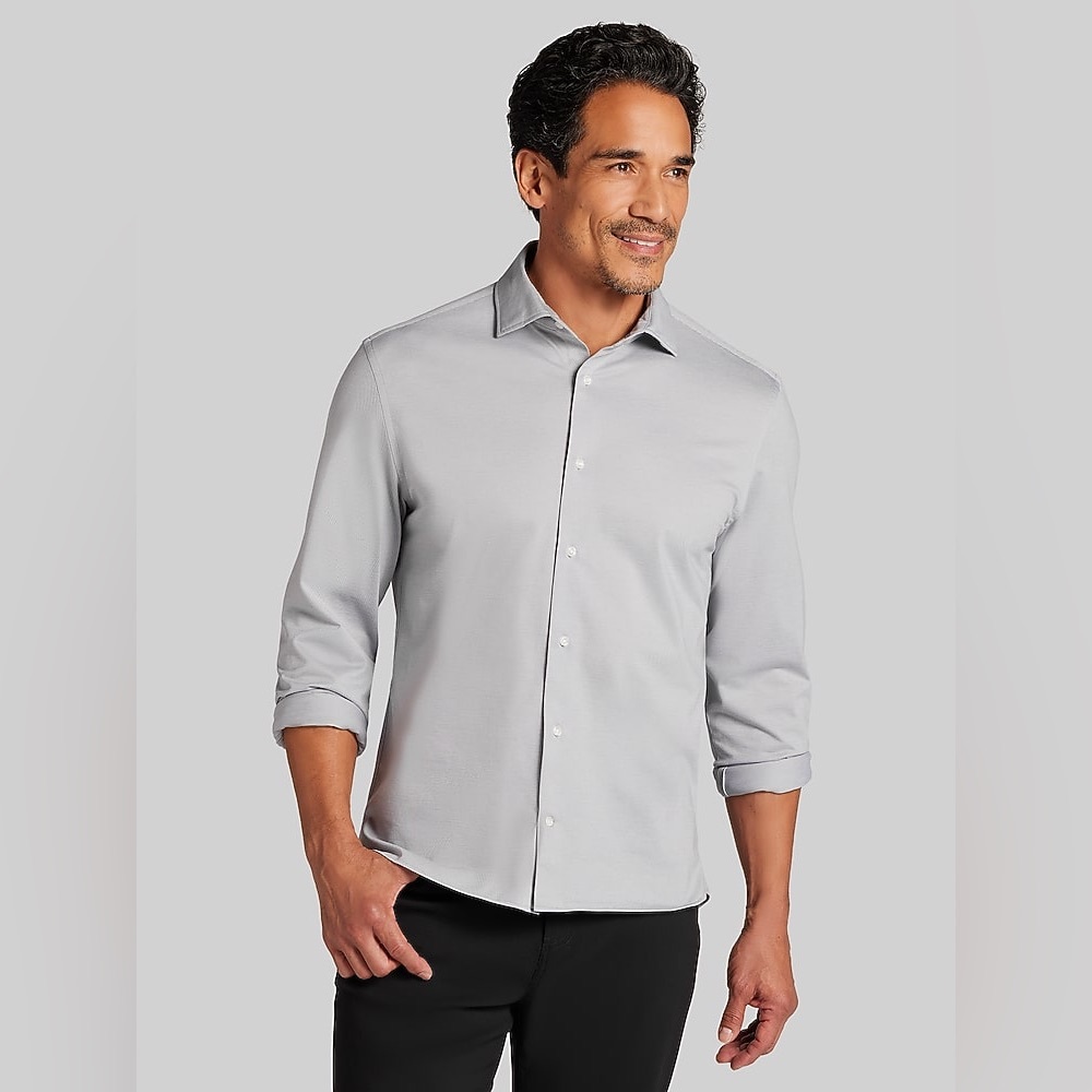 Michael Strahan light gray men's button-up shirt from the COLLECTION